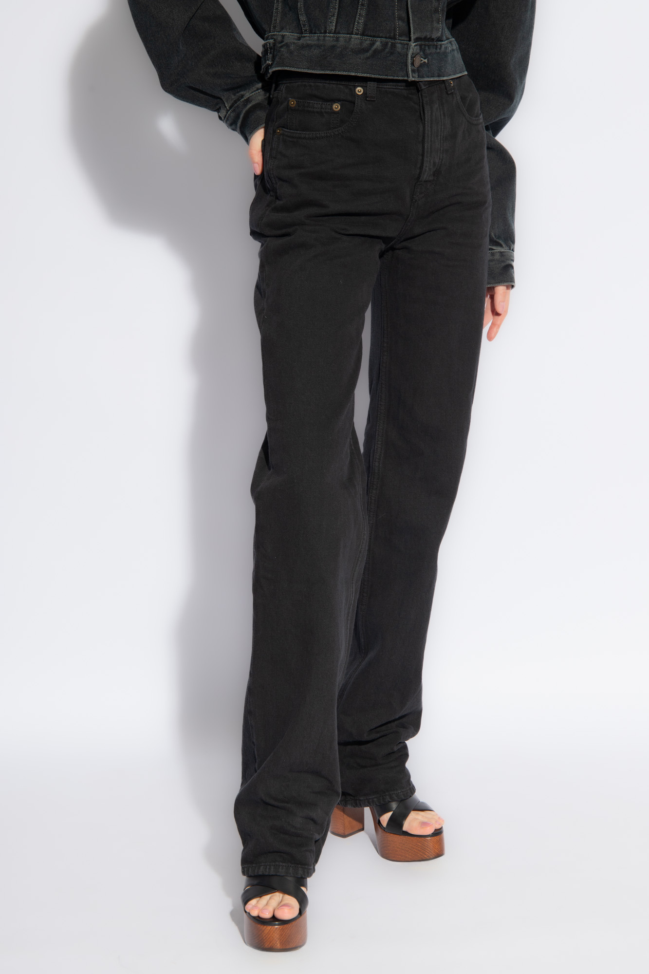 【Saint Laurent】 DENIM STRAIGHT-LEG JEANS 771399Y16PF 1290 Black Jeans with straight legs Saint Laurent - Vitkac AS